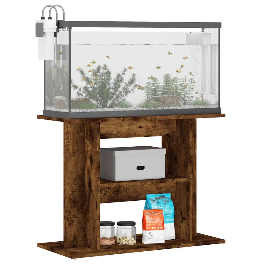 Support d'aquarium Chêne fumé 80x35x60 cm Bois d'ingénierie - 3