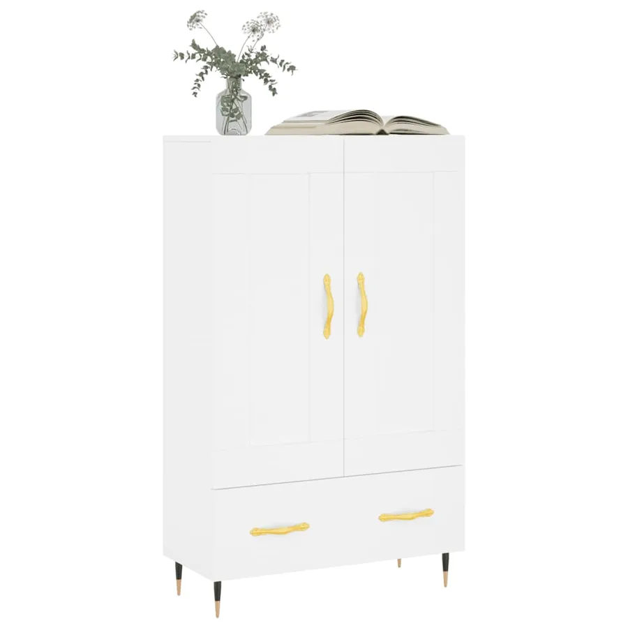 Buffet haut blanc 69,5x31x115 cm bois d'ingénierie - 3