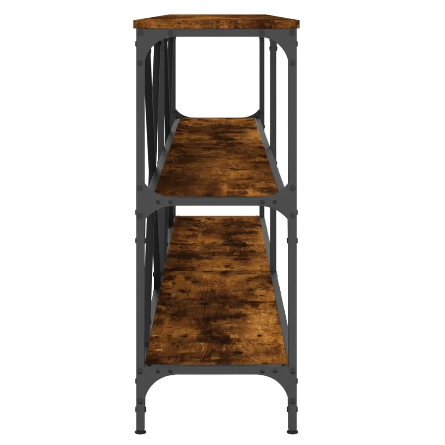 Table console chêne fumé 200x30x75 cm bois d'ingénierie et fer - 5