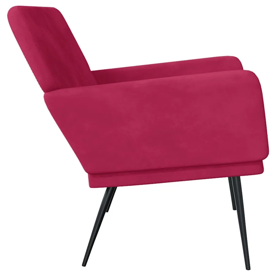 Banc Rouge bordeaux 108x79x79 cm Velours - 4