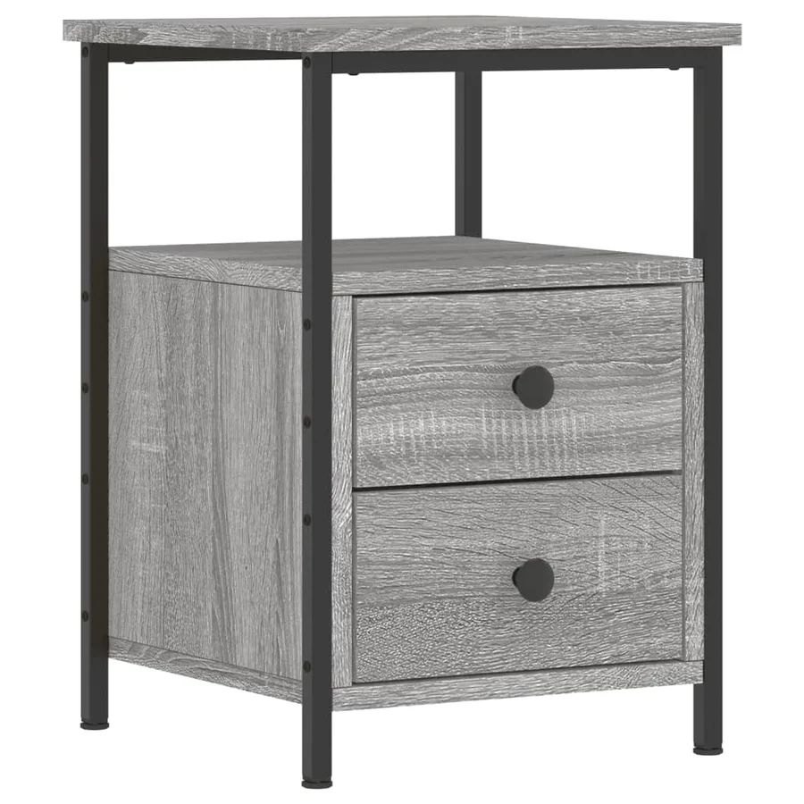 Table de chevet sonoma gris 34x35,5x50 cm bois d'ingénierie - 2