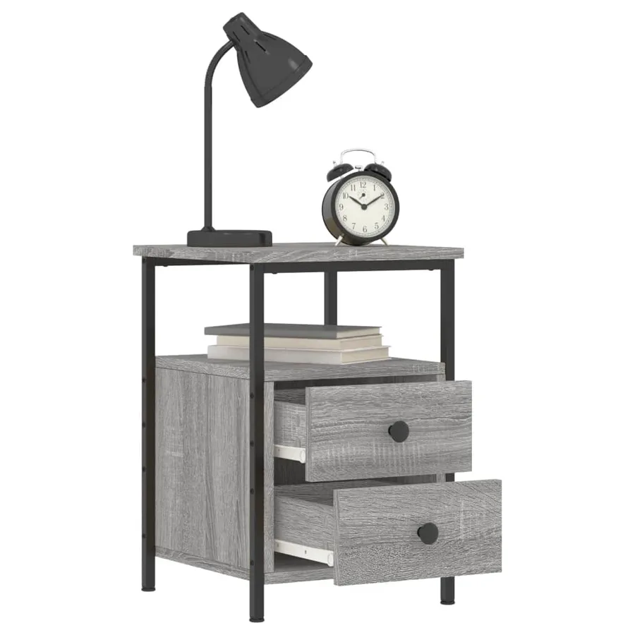 Table de chevet sonoma gris 34x35,5x50 cm bois d'ingénierie - 4