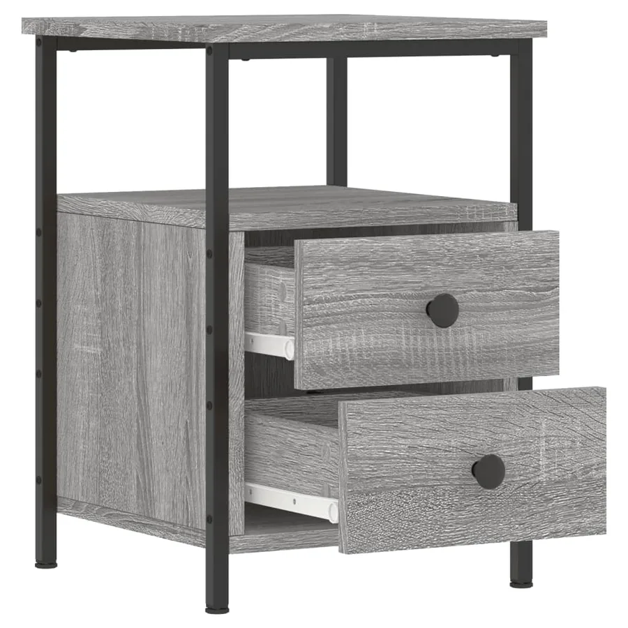 Table de chevet sonoma gris 34x35,5x50 cm bois d'ingénierie - 6