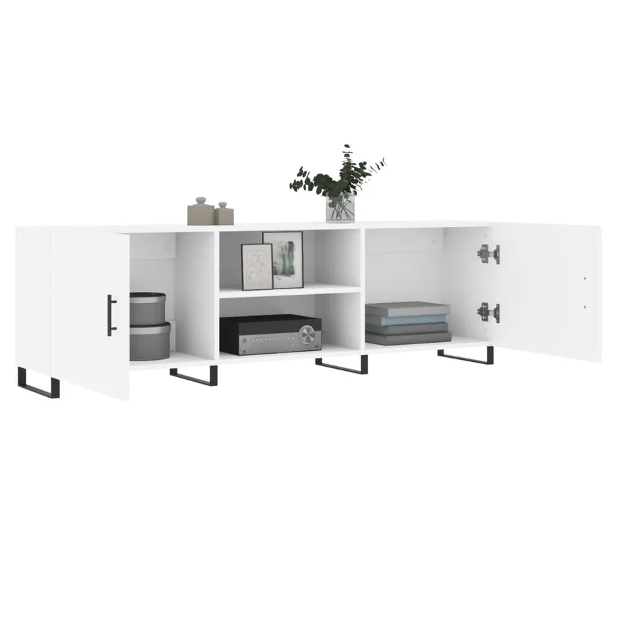 Meuble TV blanc 150x30x50 cm bois d'ingénierie - 4