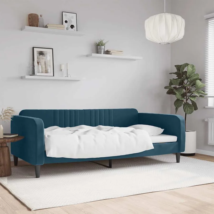 Lit de repos sans matelas bleu 100x200 cm velours