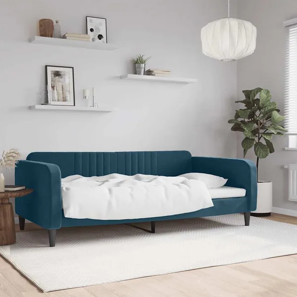Lit de repos sans matelas bleu 100x200 cm velours
