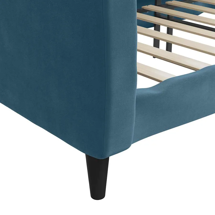 Lit de repos sans matelas bleu 100x200 cm velours - 6