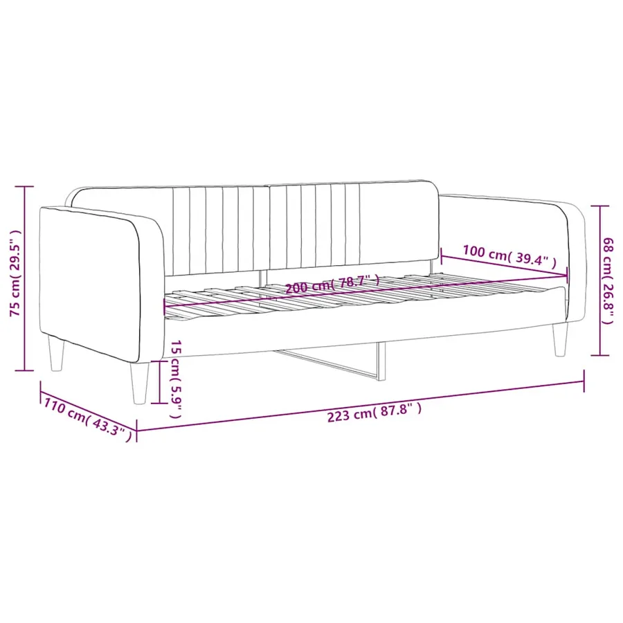 Lit de repos sans matelas bleu 100x200 cm velours - 8