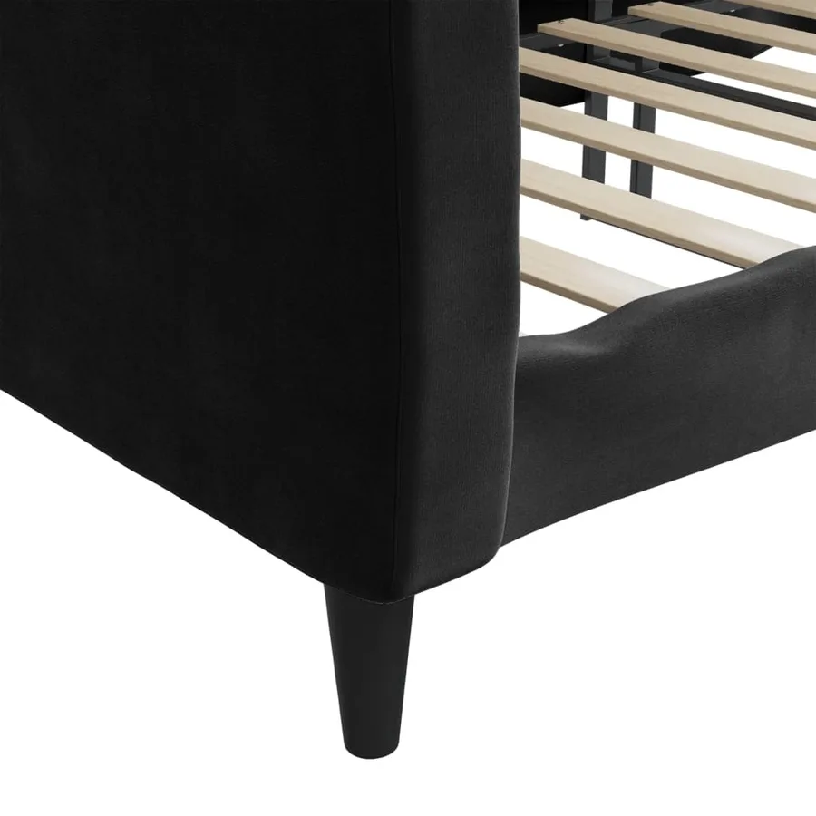 Lit de repos sans matelas noir 90x190 cm velours - 6
