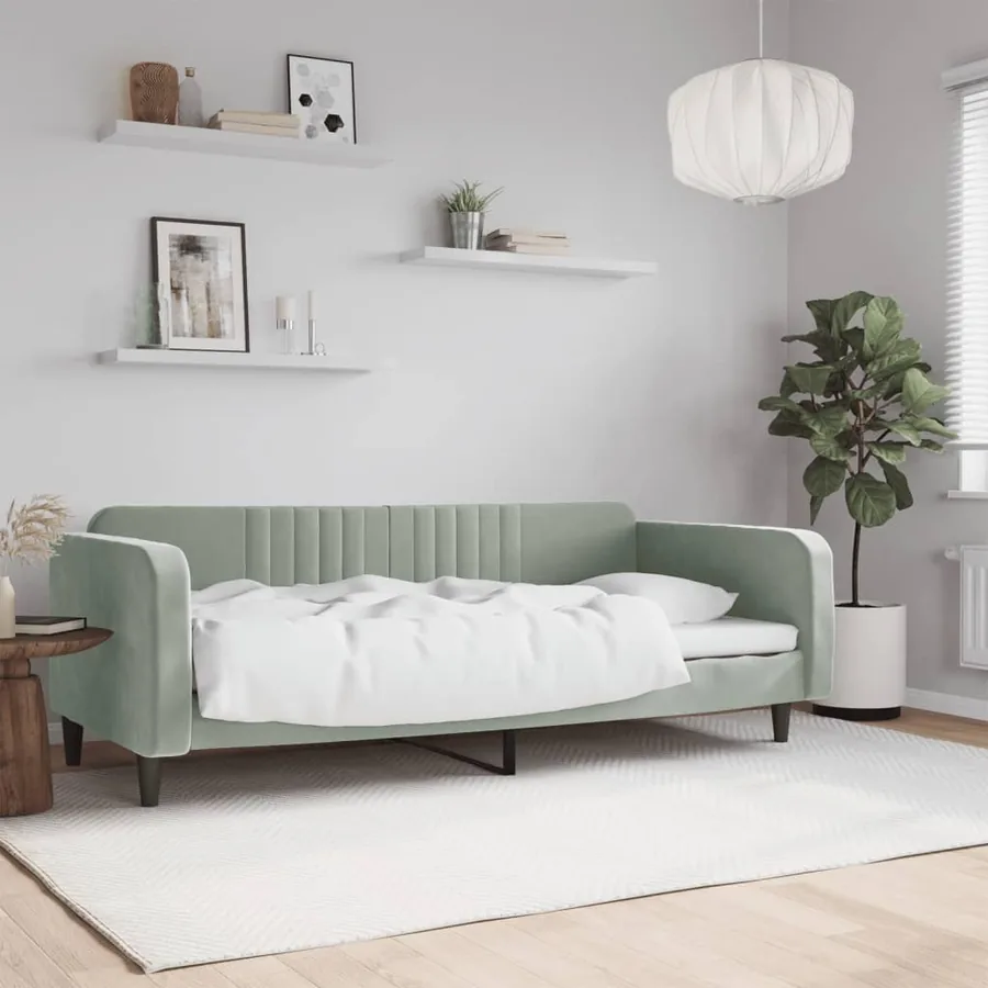 Lit de repos sans matelas gris clair 90x200 cm velours