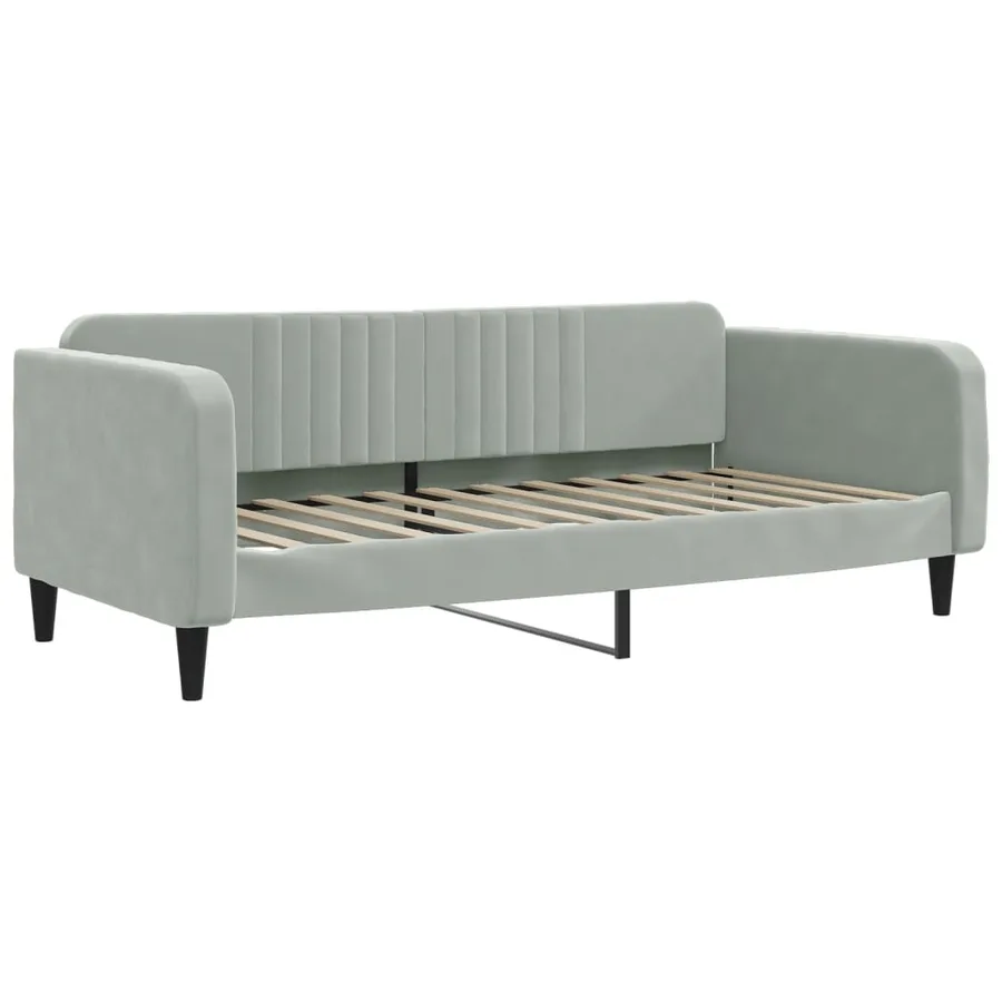 Lit de repos sans matelas gris clair 90x200 cm velours - 2