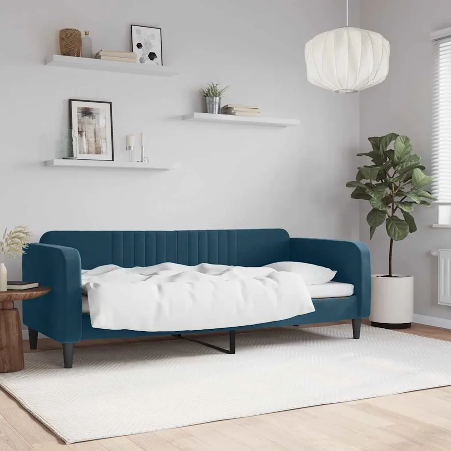 Lit de repos sans matelas bleu 80x200 cm velours