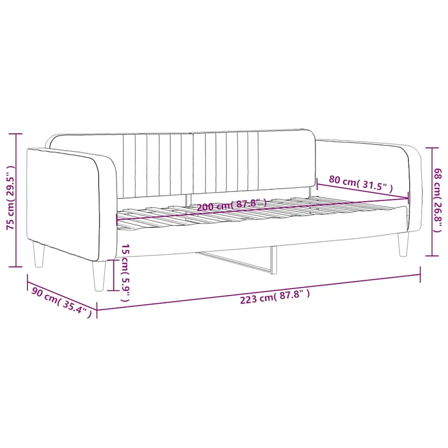 Lit de repos sans matelas bleu 80x200 cm velours - 8