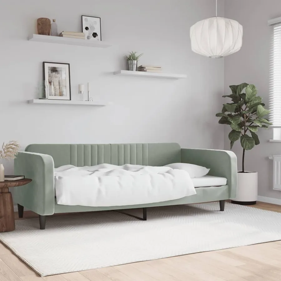 Lit de repos sans matelas gris clair 90x190 cm velours