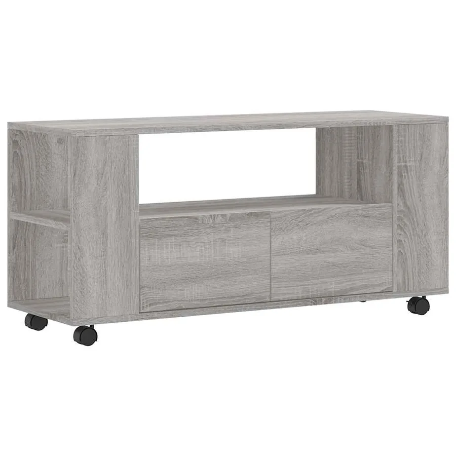 Meuble TV sonoma gris 102x34,5x43 cm bois d'ingénierie - 2