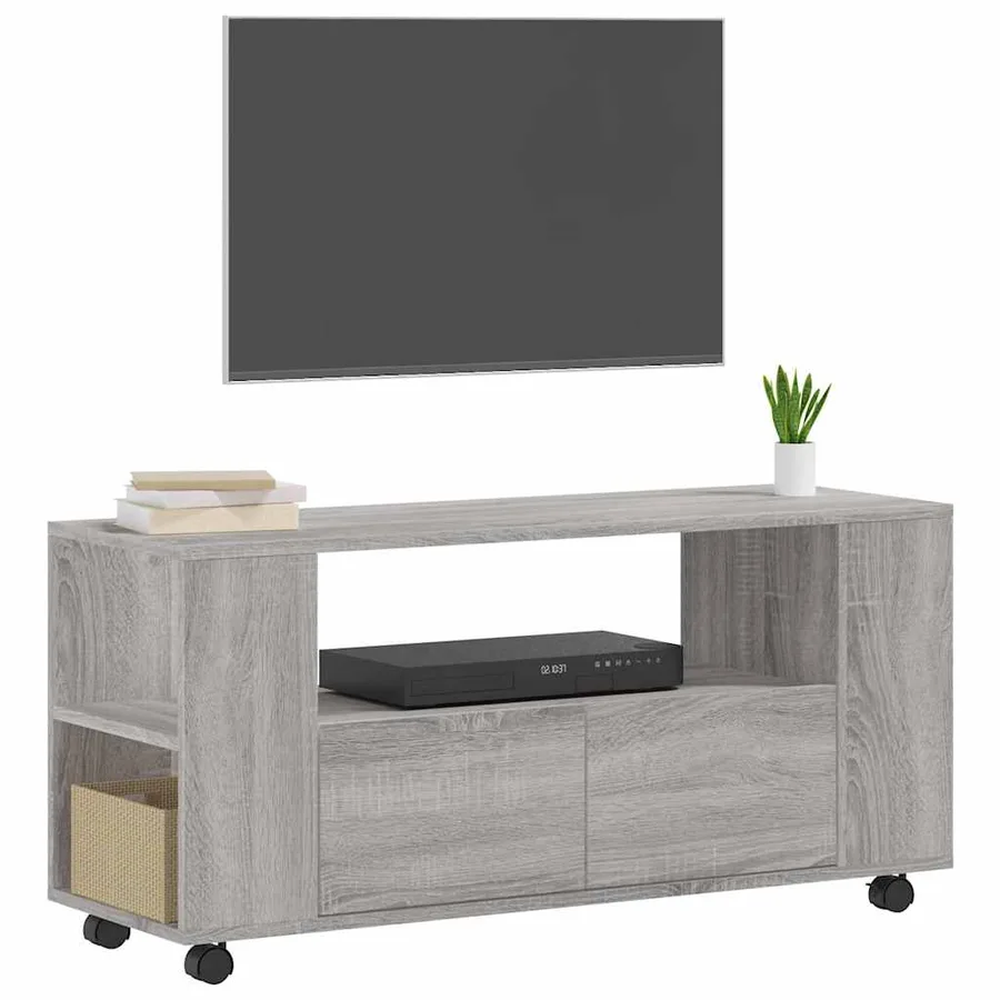 Meuble TV sonoma gris 102x34,5x43 cm bois d'ingénierie - 3