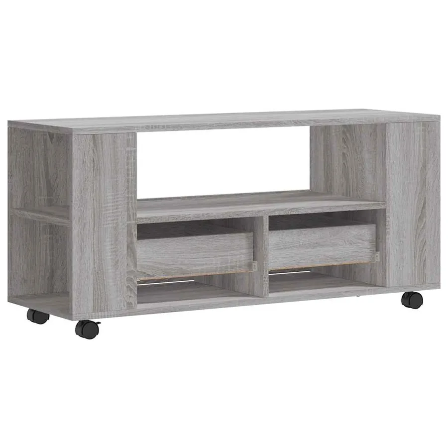 Meuble TV sonoma gris 102x34,5x43 cm bois d'ingénierie - 8