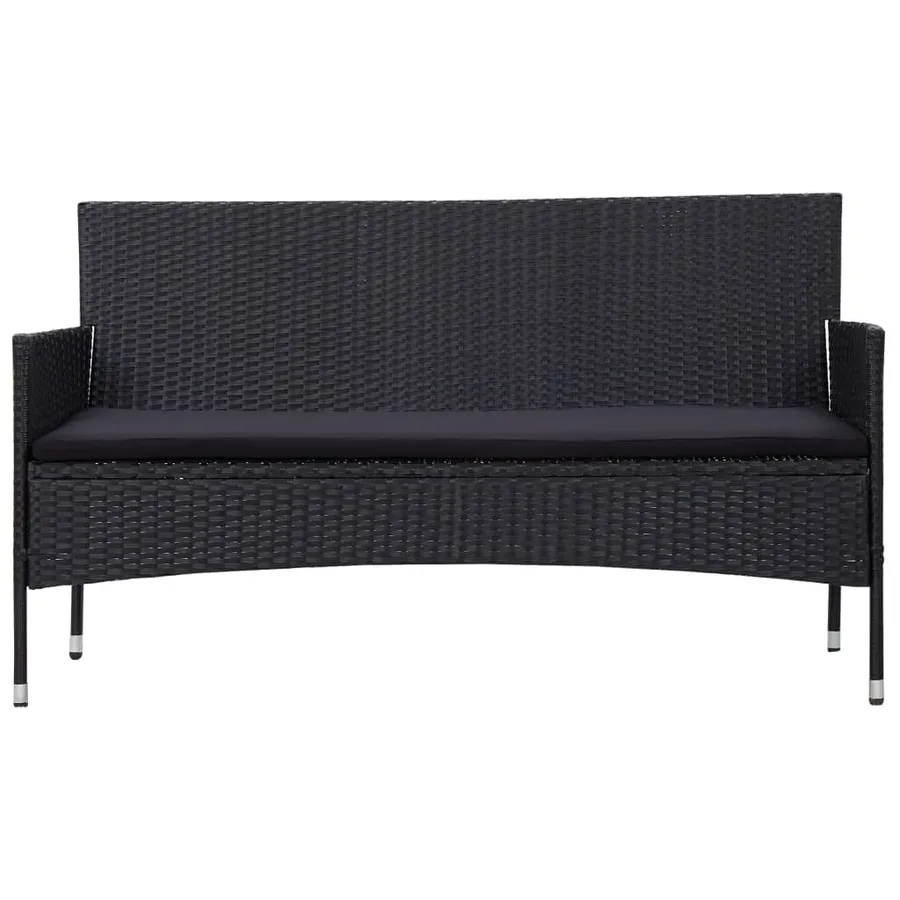 Canapé de jardin à 3 places avec coussins Noir Résine tressée - 2