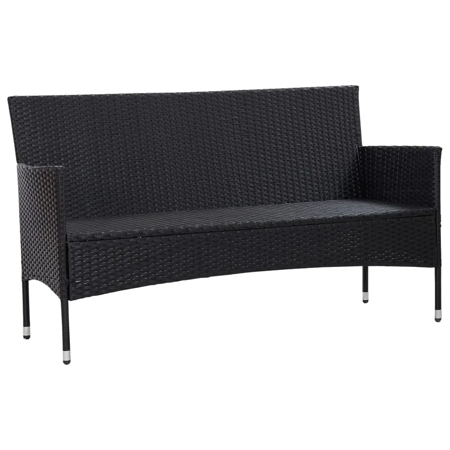 Canapé de jardin à 3 places avec coussins Noir Résine tressée - 3