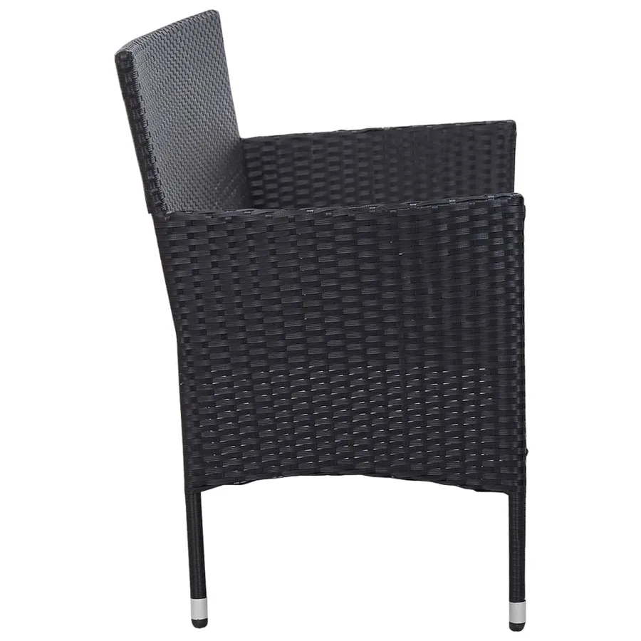 Canapé de jardin à 3 places avec coussins Noir Résine tressée - 4