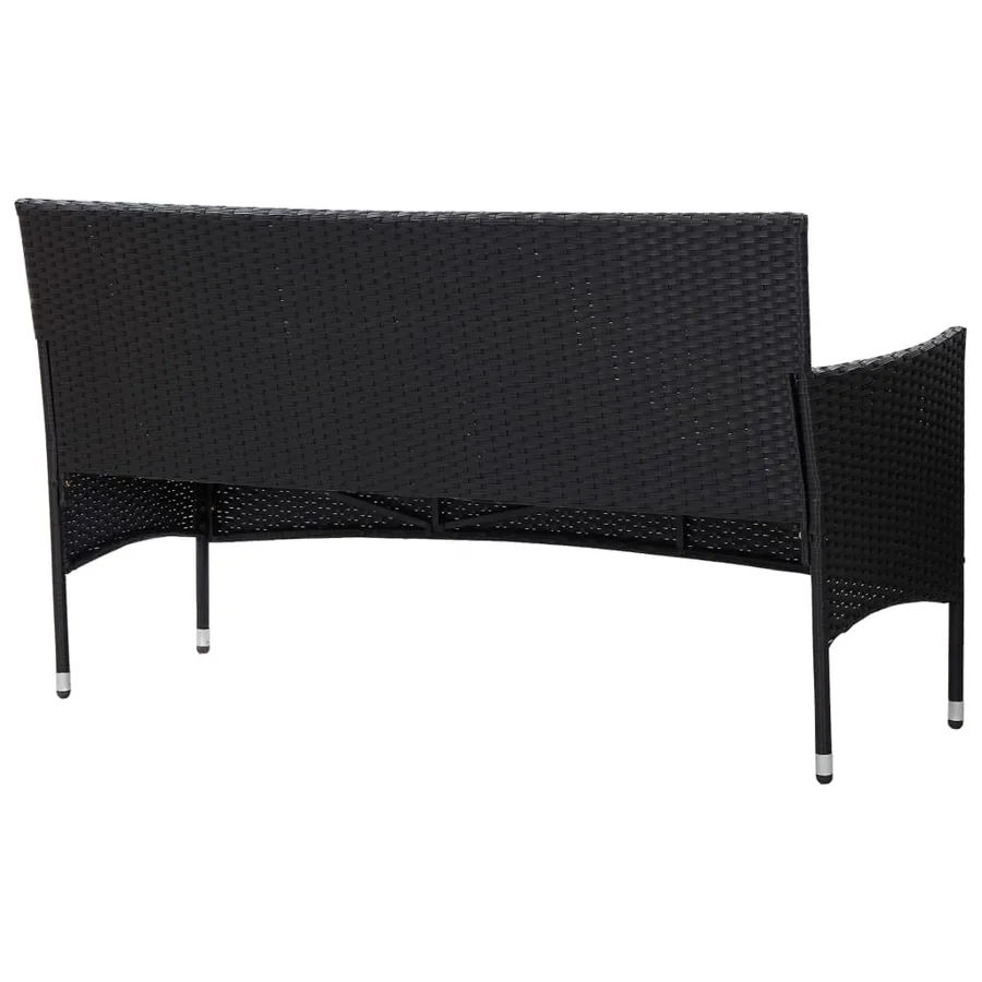 Canapé de jardin à 3 places avec coussins Noir Résine tressée - 5