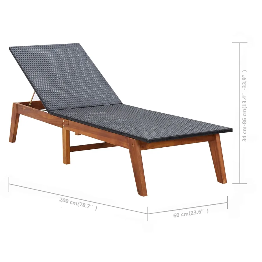 Chaises longues lot de 2 et table résine tressée bois d'acacia - 10