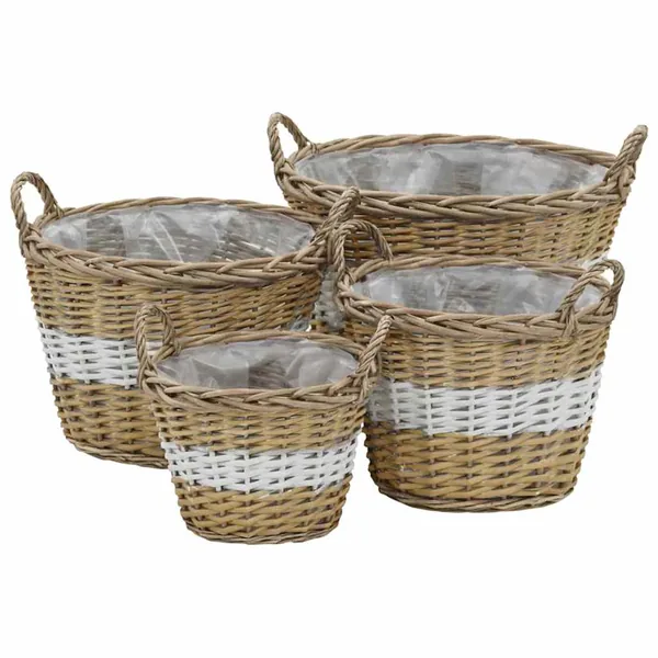 Lits surélevés 4 pcs Osier avec doublure en PE