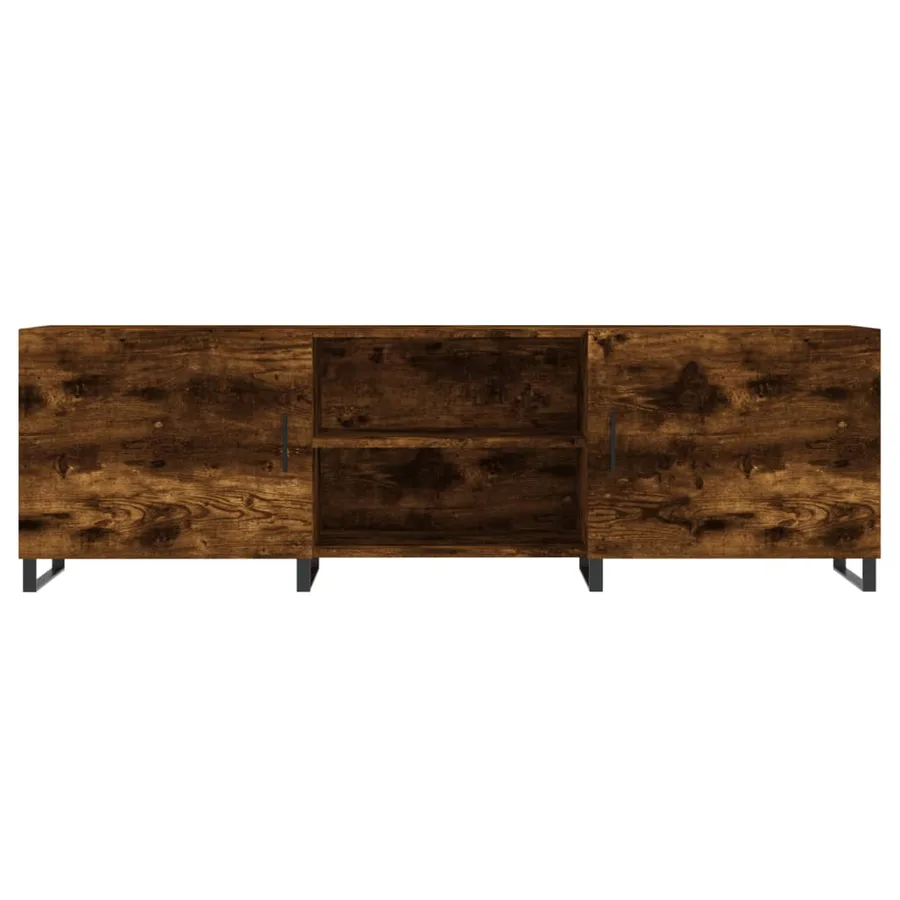 Meuble TV chêne fumé 150x30x50 cm bois d'ingénierie - 5