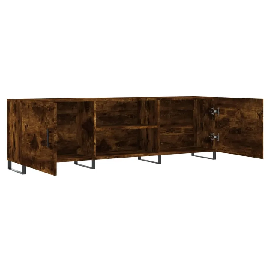 Meuble TV chêne fumé 150x30x50 cm bois d'ingénierie - 6