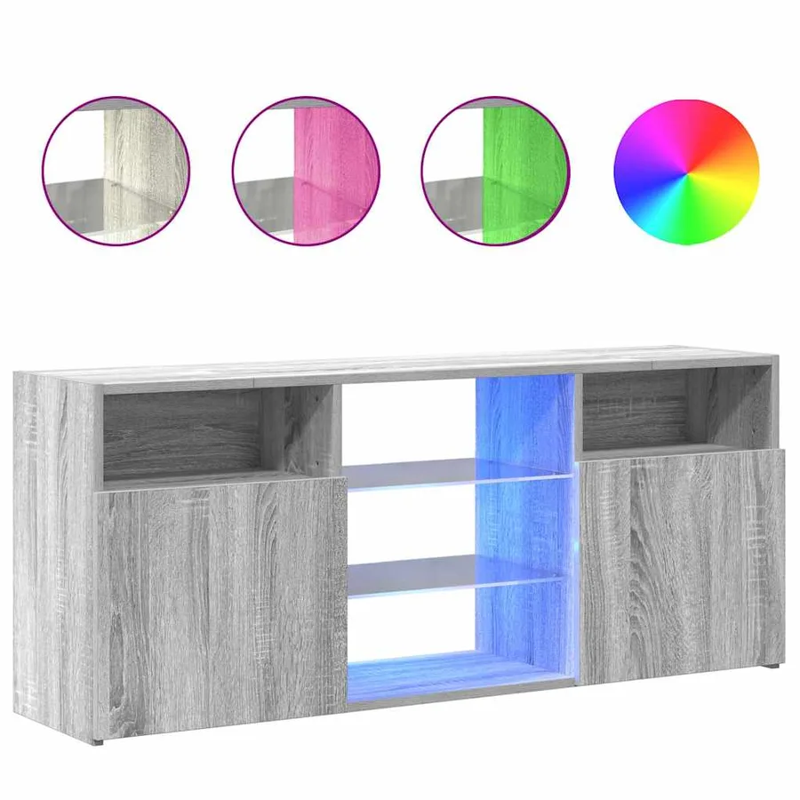 Meuble TV avec lumières LED Sonoma gris 120x30x50 cm - 2