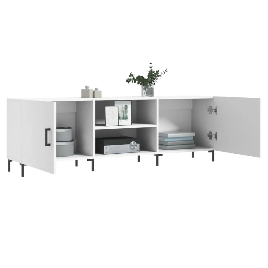 Meuble TV blanc 150x30x50 cm bois d'ingénierie - 4