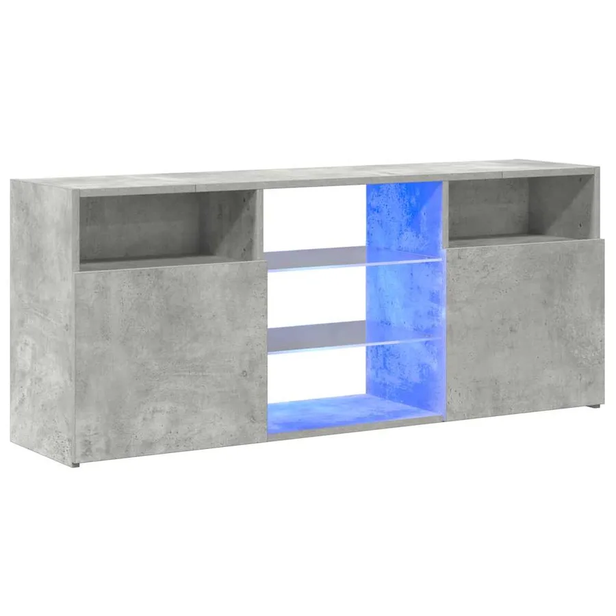 Meuble TV avec lumières LED gris béton 120x30x50 cm - 3