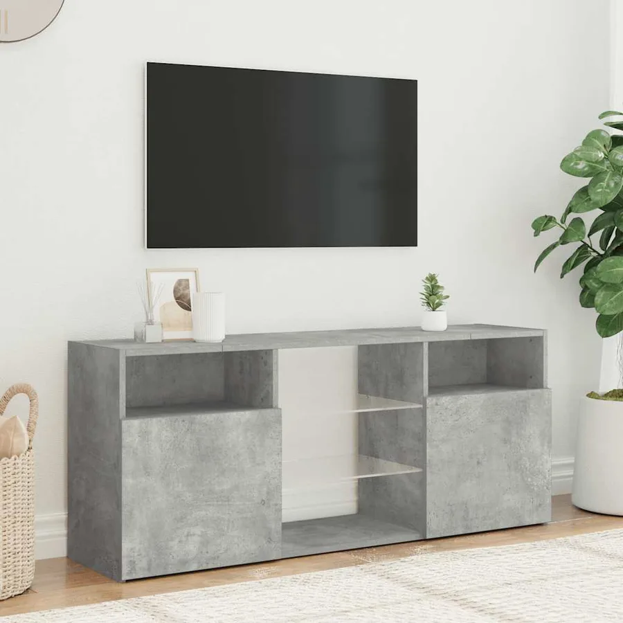 Meuble TV avec lumières LED gris béton 120x30x50 cm - 4