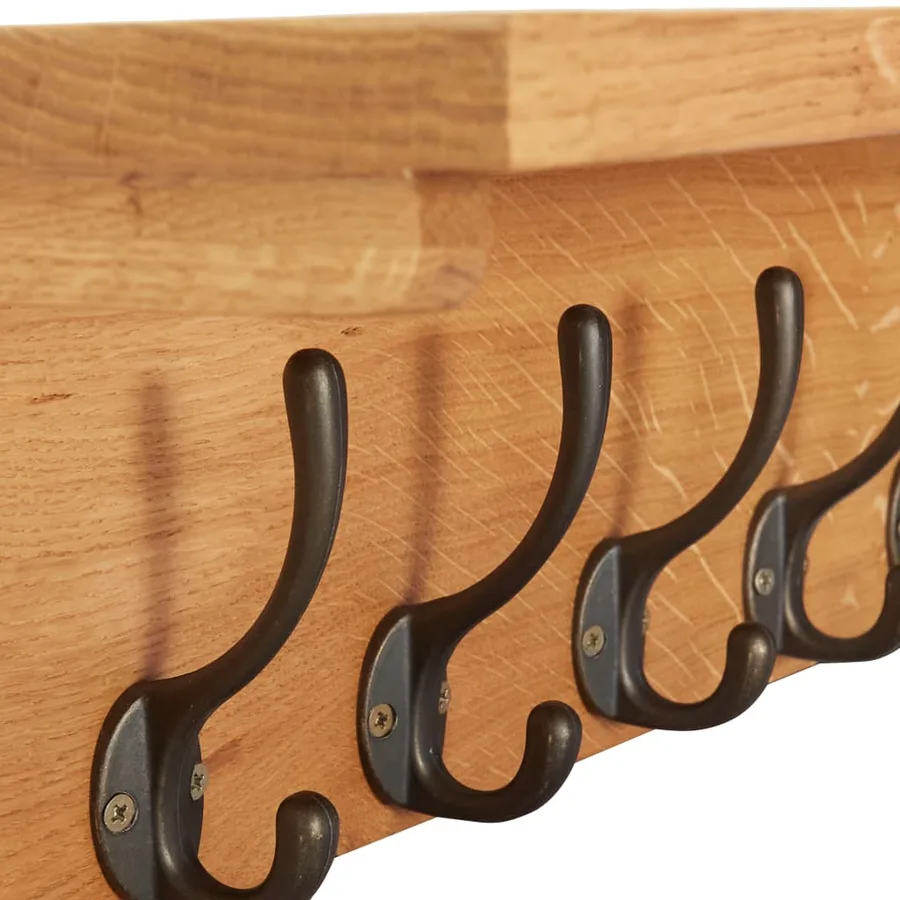 Porte-manteau 60x16x16 cm Bois de chêne massif - 6