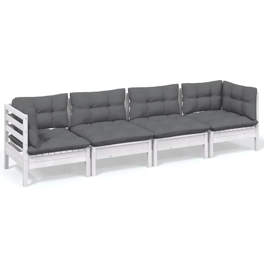 Salon de jardin 4 pcs avec coussins bois de pin massif - 2