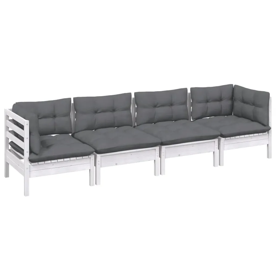 Salon de jardin 4 pcs avec coussins bois de pin massif - 3