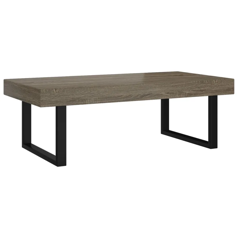 Table basse Gris et noir 120x60x40 cm MDF et fer - 2