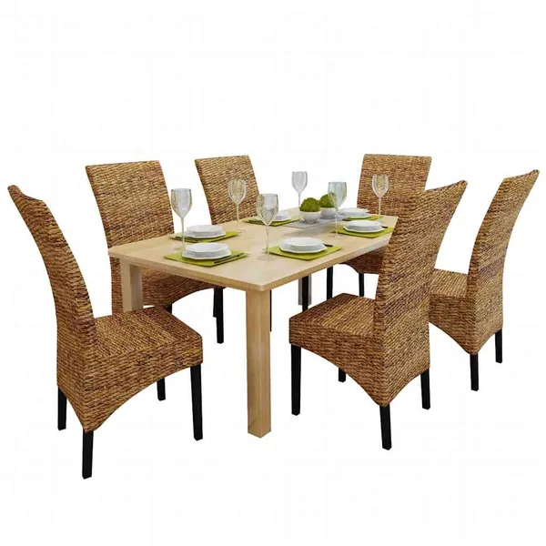Chaises à manger lot de 6 bois solide de manguier et abaca