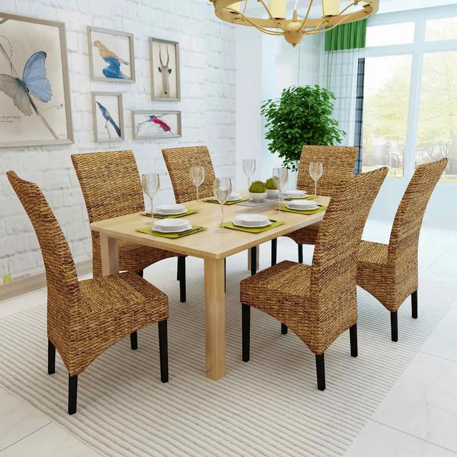 Chaises à manger lot de 6 bois solide de manguier et abaca - 3