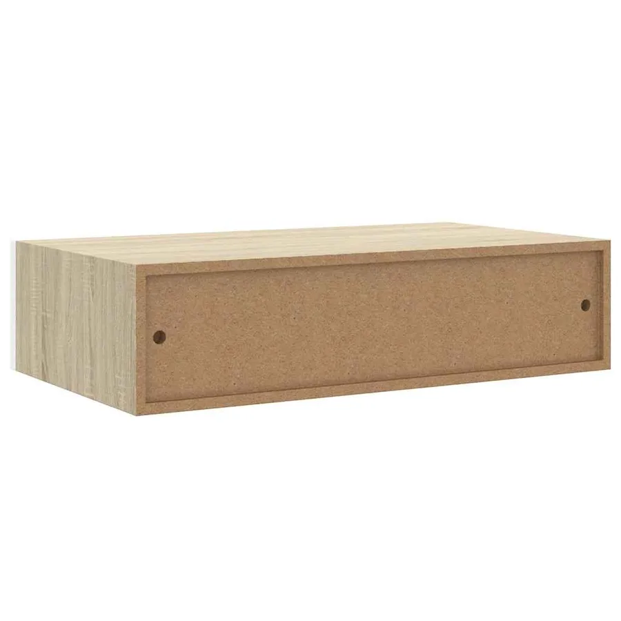 Étagère murale à tiroirs en chêne et blanc 40 x 23,5 x 10 cm MDF - 8