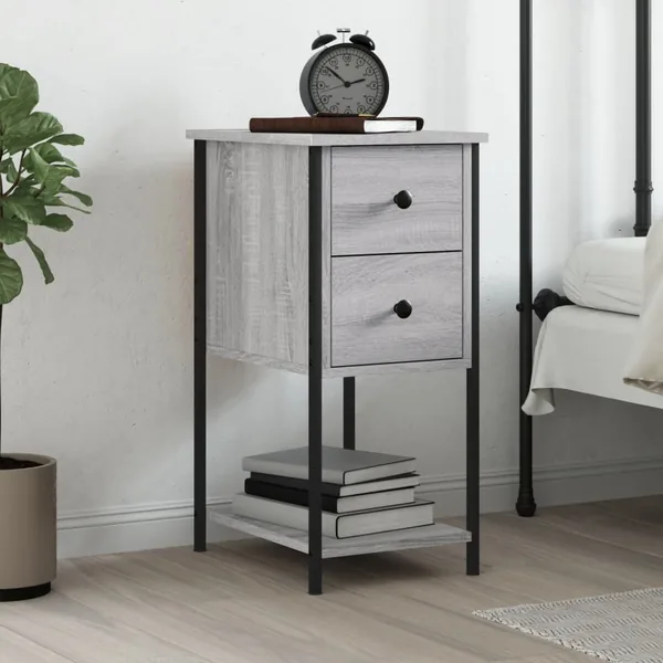 Table de chevet sonoma gris 32x42x70 cm bois d'ingénierie