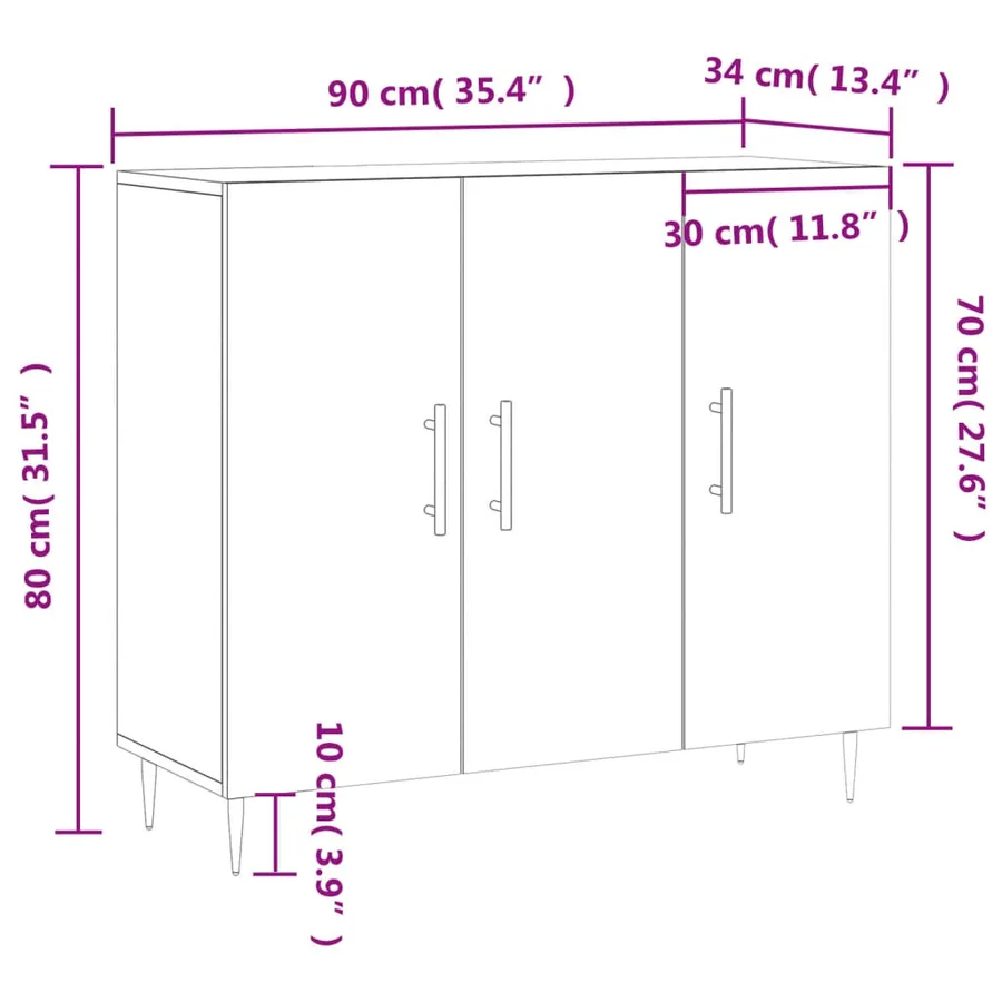 Buffet chêne fumé 90x34x80 cm bois d'ingénierie - 13