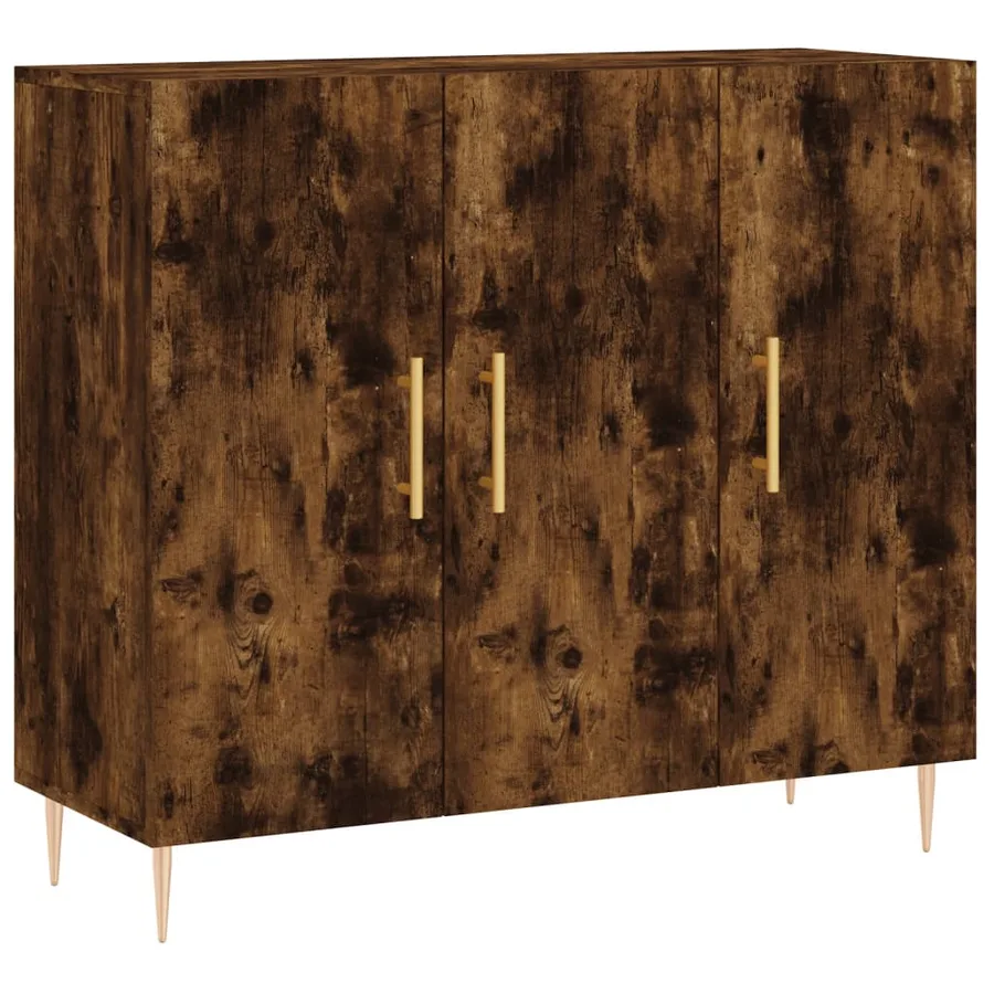 Buffet chêne fumé 90x34x80 cm bois d'ingénierie - 2