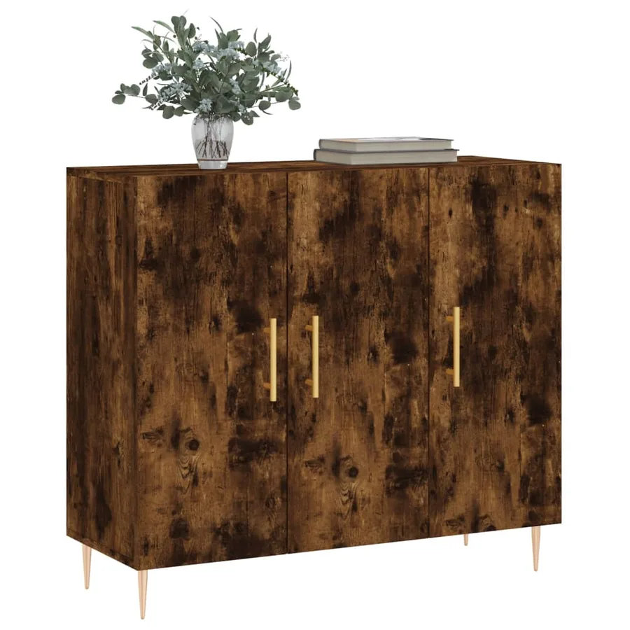 Buffet chêne fumé 90x34x80 cm bois d'ingénierie - 3