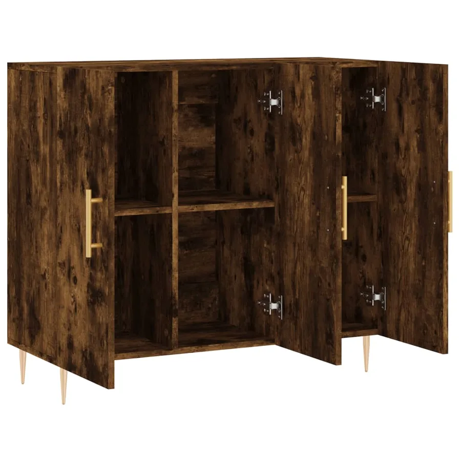 Buffet chêne fumé 90x34x80 cm bois d'ingénierie - 5