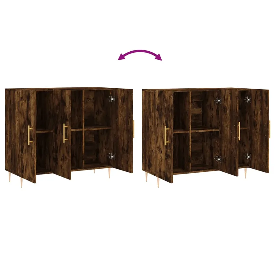 Buffet chêne fumé 90x34x80 cm bois d'ingénierie - 9