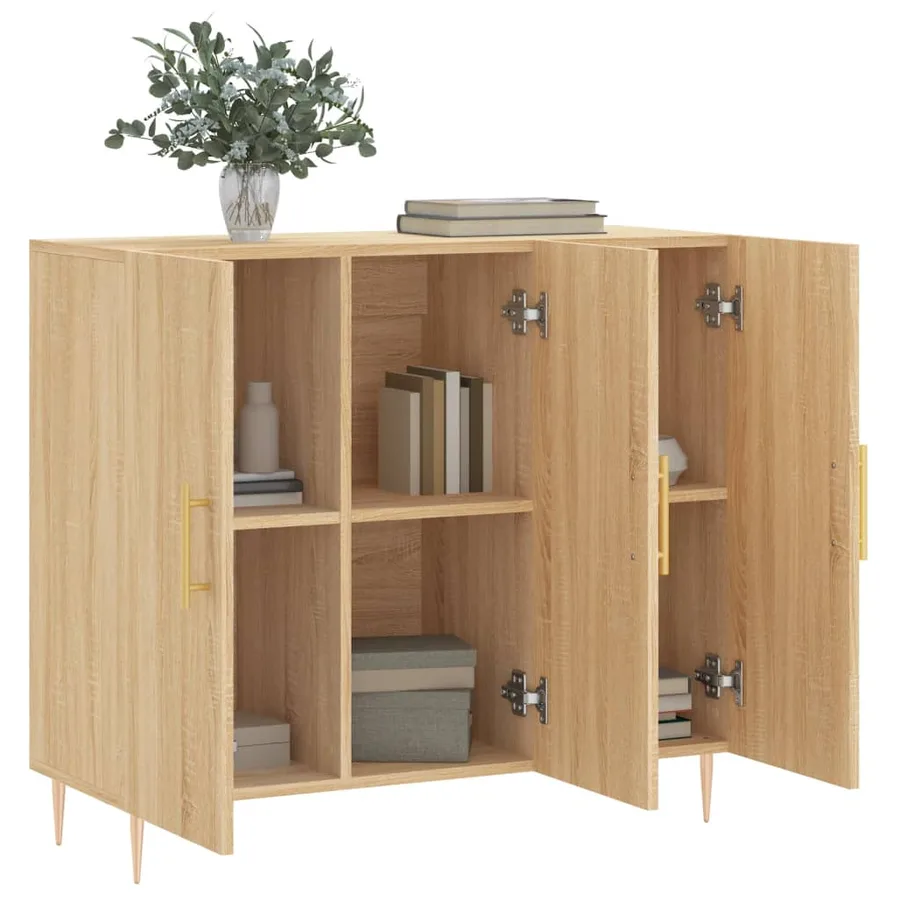 Buffet chêne sonoma 90x34x80 cm bois d'ingénierie - 4