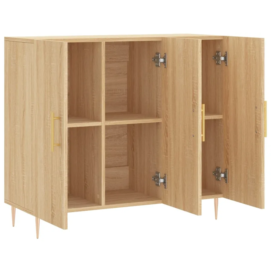Buffet chêne sonoma 90x34x80 cm bois d'ingénierie - 5