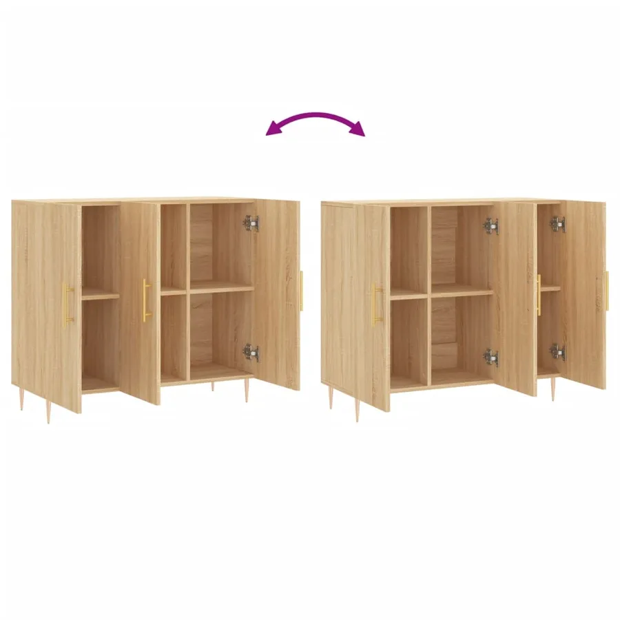 Buffet chêne sonoma 90x34x80 cm bois d'ingénierie - 9