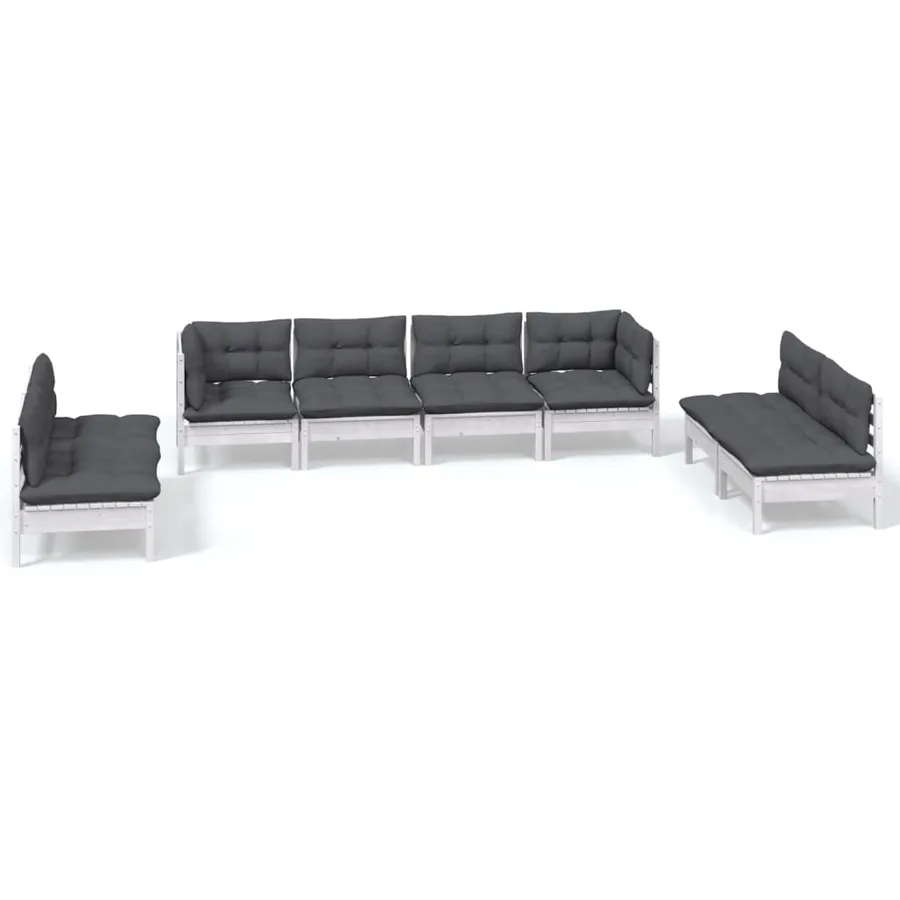 Salon de jardin 8 pcs avec coussins bois de pin massif - 2